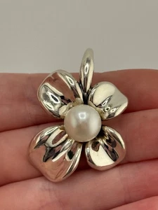 Ann King Sterling Silver Pendant Cultured Pearl Orchid Flower Enhancer - Picture 1 of 11