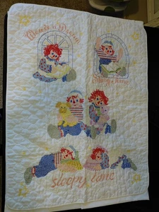 Vintage 33'×43' Raggedy Ann " Sleepy Time" Childrens Blanket - Picture 1 of 8