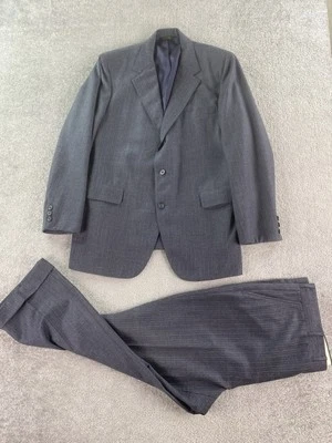 Traje Corbin 44 R Azul Lana Tweed Rayas Lujo Diseñador EE. UU. Pantalones 38x28 De Colección Foto 1 de 4