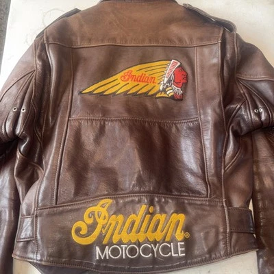 Chaqueta de motociclista Indian Motorcycle años 50 look cuero marrón talla grande pecho 44 Foto 1 de 4