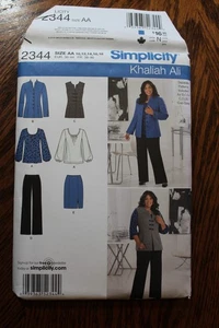 Chaqueta Pantalones Falda Chaleco Top Simplicity 2344 Patrón Costura Misses Talla 10-18 - Imagen 1 de 3