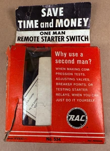 VINTAGE 1970'S RAC MODEL 534 ONE MAN REMOTE STARTER SWITCH WITH BOX - Foto 1 di 12
