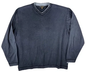 Vintage Y2K Blue Pronto Uomo 2XLT Gray Vneck Sweater Layered Thick Textured 90s - Picture 1 of 14