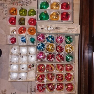 alter Christbaumschmuck  Lauscha Kugel bunt  Vintage Glaskugeln Baumspitze - Bild 1 von 24