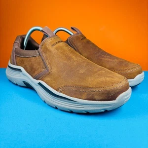 Skechers Expended Morgo Slip On Loafers - UK9 - Brown Leather - Great Condition - Picture 1 of 17