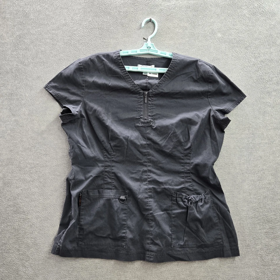 Blusa Médica Koi Mujer XL Gris Elástica Cremallera PO#CT88512 Manga Corta Foto 1 de 4