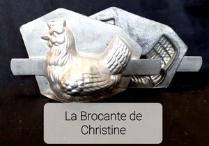 N° 801/12-ANCIEN  MOULE A CHOCOLAT/ Poule 10 cm Métal Etamé  chocolate mold - Foto 1 di 8