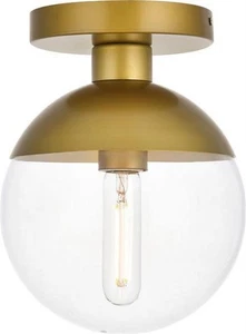 Eclipse Brass Flush Mount | Elegant Ceiling Light - Picture 1 of 1