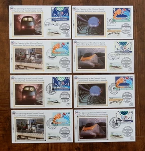 GB 1994 Benham Small Silk Cover sets Channel Tunnel BS26 -29 Engaland & French - Picture 1 of 3