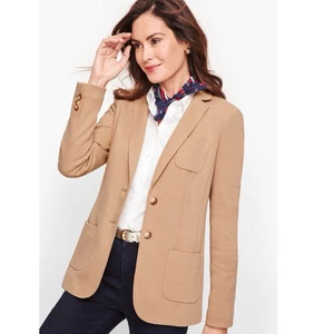 Blazer de punto de piqué Talbots Aberdeen tostado talla 6 chaqueta clásica chic minimalista - Imagen 1 de 13
