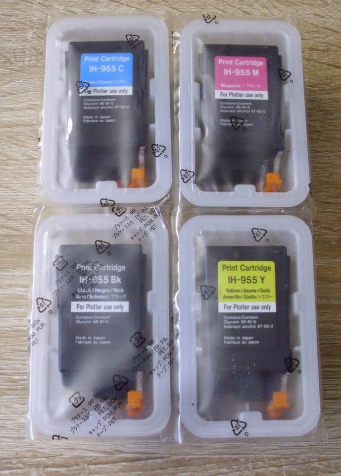 4x Original OCE IH-955 BKCMY Tintenset black cyan magenta yelow Plotter 5200  D - Image 1 of 1