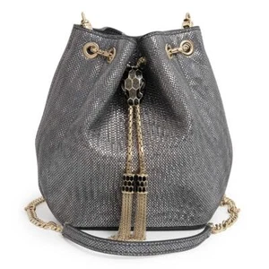 BVLGARI Serpenti Forever Bucket Chain Shoulder Bag Karung leather, Gray 289948 - Picture 1 of 10