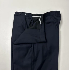 #296 Armani Emporio Armani Solid Blue Suit Pants Size 35 - Picture 1 of 5