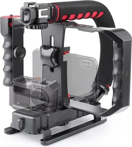 Zeadio Camera Handheld Stabilizer with Smartphone Video Cage Rig, Triple Cold-Sh - Picture 1 of 7