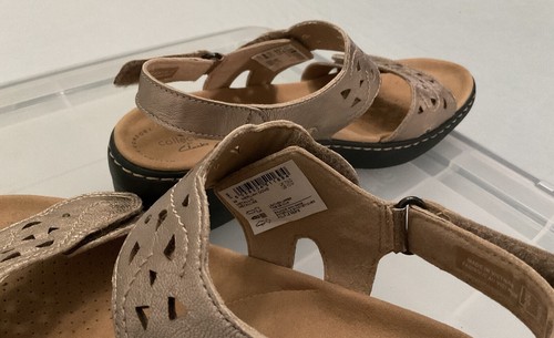 Sandali Clarks donna 10 M Merliah colomba slingback zeppa metallizzata primavera viaggio