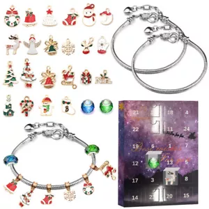 Advent Calendar Christmas Countdown Calendar DIY Charm Bracelet Making Kit Gift - Picture 1 of 6