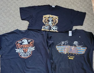 LOT of 3 Motorcycle Rally Men's Lg T-Shirts 2 Sturgis & 1 Daytona Bike Week M7 - Picture 1 of 5