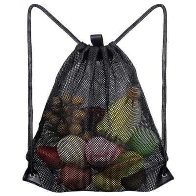 Heavy Duty Mesh Drawstring Bag, Gym Equipment Storage Bag for Beach, Swimming - Image 1 of 4