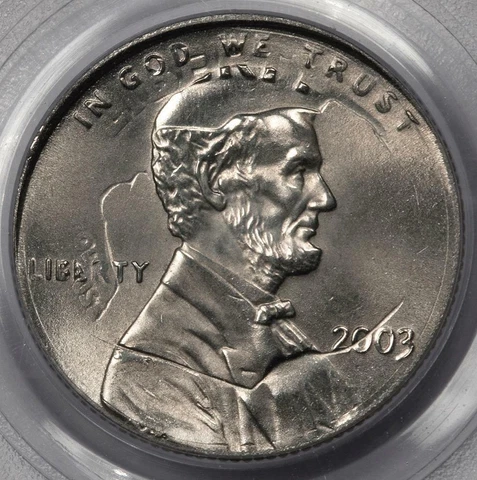 2003 PCGS MS66 Lincoln Cent Struck On Struck Dime Mint Error Double Denomination Cover