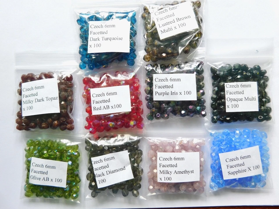 Lot 240 - Czech Glass Facetted Fire Polished Beads 6mm 100 each of 10 colours - Image 1 of 1