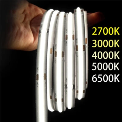 10mm LED Strip COB Light 12V 24V 480LEDs/m Super Bright Flexible Tape Lights DIY - Image 1 of 4