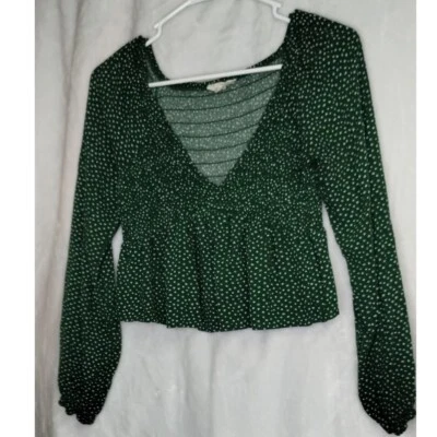 L. A сердца звезда печати Baby кукла пеплум верхний длинным рукавом V шеи зеленый размер M - Изображение 1 из 4