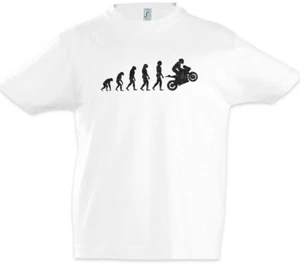 Motorcycle Evolution Boys T-Shirt Human Fun Driver Motocross Biker Bike MC Club - Picture 1 of 1