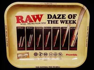 RAW Large Daze of the Week Unrefined Rolling Papers Tray 13"x 11" Metal Tray New - Picture 1 of 2