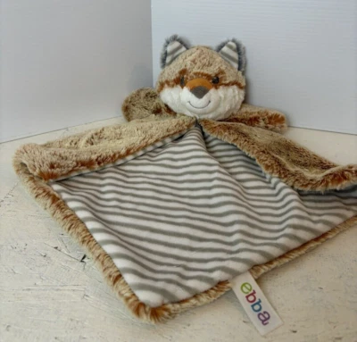 Manta de seguridad Ebba Woodland Fox Lovie Lovey marrón con rayas grises y blancas Foto 1 de 4