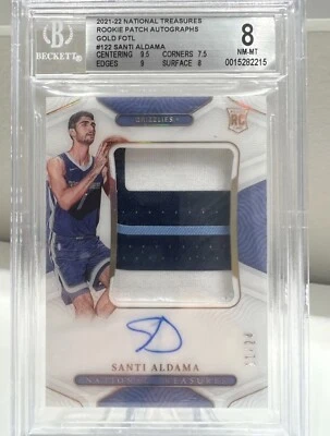 2021-22 Panini National Treasures Santi Aldama Rookie Patch Auto FOTL Gold 11/24 - Image 1 of 2