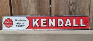 VINTAGE KENDALL OIL DEALER SIGN OF QUALITY PORCELAIN ENAMEL METAL SIGN 12" x 2" - Picture 1 of 6