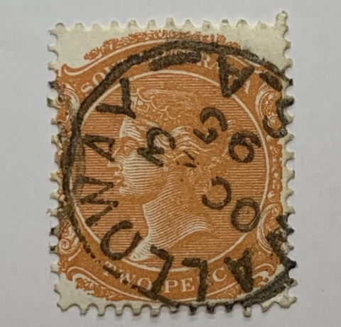 EARLY SOUTH AUSTRALIA 2D STAMP WITH 1895 WALLOWAY SON CANCEL QV Cover