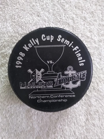 Wheeling Nailers 1998 Kelly Cup ECHL Hockey Game Promo Puck Norfolk Admirals Cover