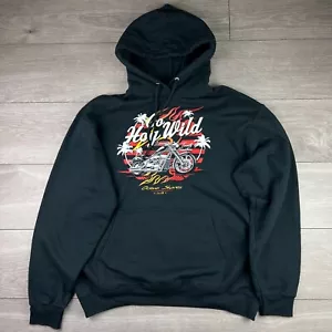 Felpa con cappuccio Go Hog Wild nera moto Ocean Shores WA grafica motociclista taglia large - Foto 1 di 7