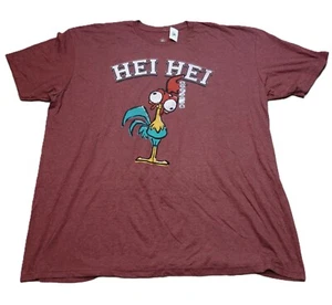 Disney Moana Hei Hei T-Shirt Burgundy Graphic Chicken Casual Tee - 3XL NWT - Picture 1 of 9