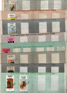 8 different 1980s& 90s New York State Hunting Licenses with stamps - Picture 1 of 1
