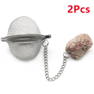 Infusor colador de té de acero inoxidable piedra cruda cristal fresa 2 piezas HT2350 - Imagen 1 de 8