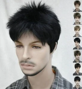 Man Wig Short Men Male Daily Wear Hair Full Wig Black Blonde Brown Wigs+Wig Cap - Picture 1 of 14