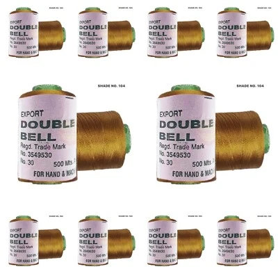 10X Double Bell Viscose Rayon Silk Thread Embroidery Color Golden Shade No.104 - Image 1 of 3