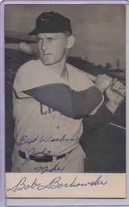 1955 Cincinnati Reds Team Issued Postcard  Bob Borkowski Autograph
