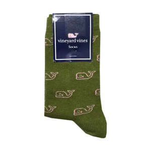 Vineyard Vines Girls Crew Socks Whale Green Pink Soft Pima Cotton Nautical Beach - Picture 1 of 3