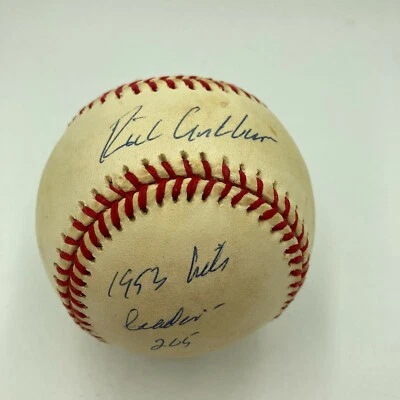 Richie Ashburn 1953 Hits Leader 205 Hits Signed Inscribed Baseball PSA DNA COA - Image 1 of 4