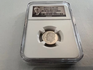 2015-S CLAD ROOSEVELT DIME EARLY RELEASE NGC PF70 U.C. "PORTRAIT LABEL "TOP POP" - Picture 1 of 4