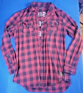 Cult Of Individuality Plaid " SIN REPENT REPEAT" Men's Shirt Size Large - Picture 1 of 21