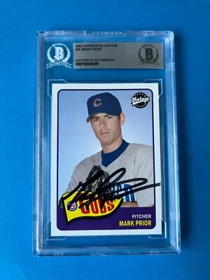 Mark Prior Cubs 2003 Upper Deck Vintage Card Signed Auto Beckett BAS Slabbed - Image 1 of 2