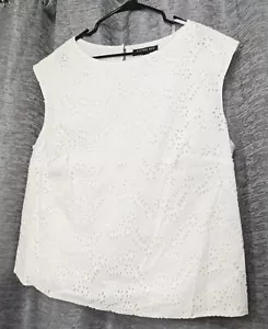 Rachel Roy White Sleeveless Blouse NWT Women's Plus 2X Cotton - Picture 1 of 11