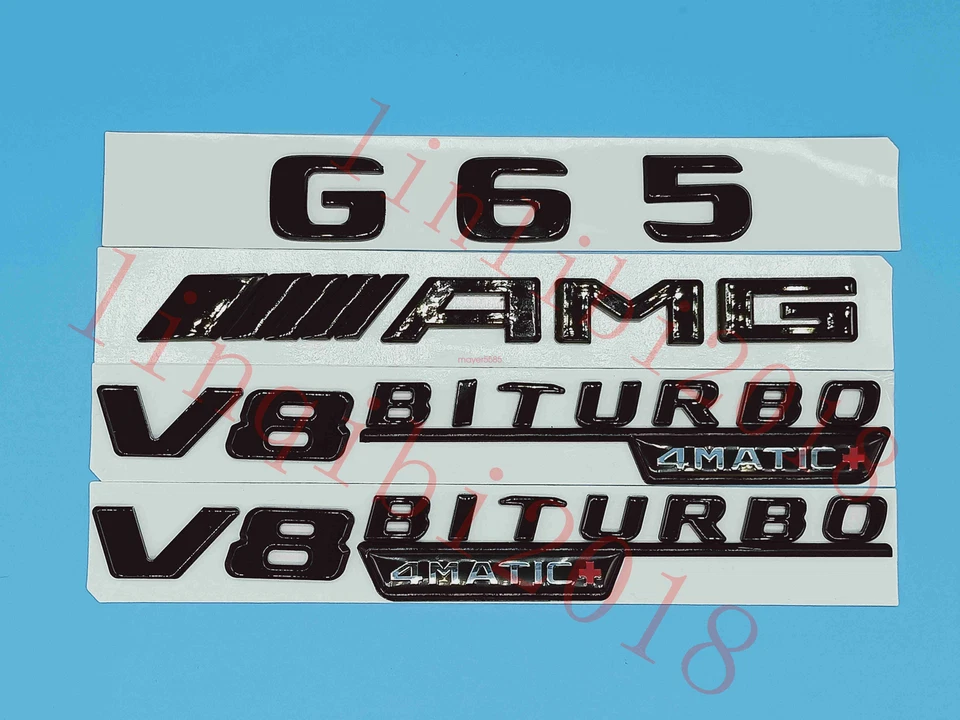 Adhesivo negro brillante plano G65 AMG V8 BITURBO maletero emblemático insignia para Mercedes Benz Foto 1 de 4