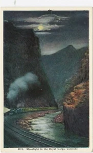 Postcard Moonlight in the Royal Gorge Colorado Railroad Train Unposted  - Picture 1 of 2