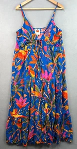 Farm Rio Dress Cover-Up XL Macaw Party Vibrant Palm Print Tie Front Floral Swim - Picture 1 of 17