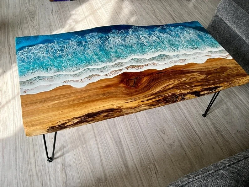 Ocean Epoxy Resin Coffee Table | Epoxy resin table for Home Decor - Image 1 of 4